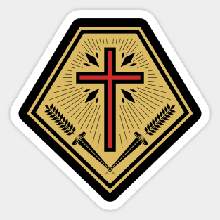 Christian illustration. Cross on the shield. Sticker